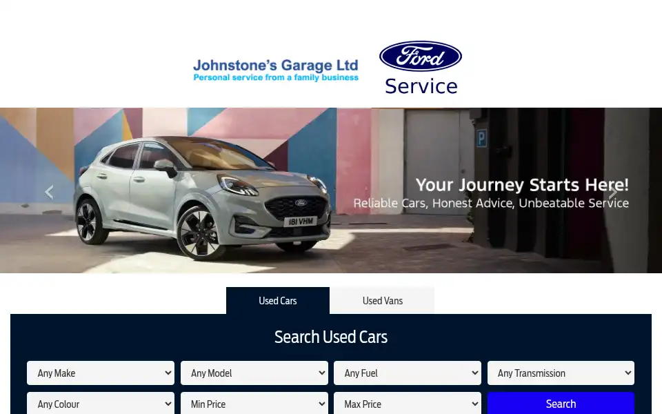 Screenshot of johnstonesgarage.co.uk