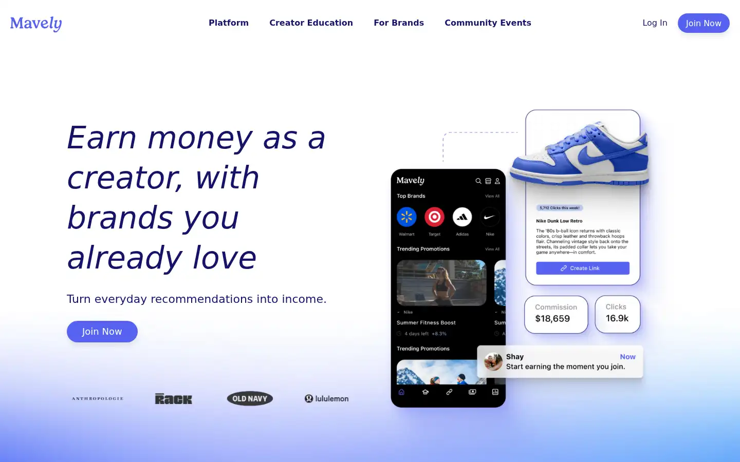 Screenshot of joinmavely.com