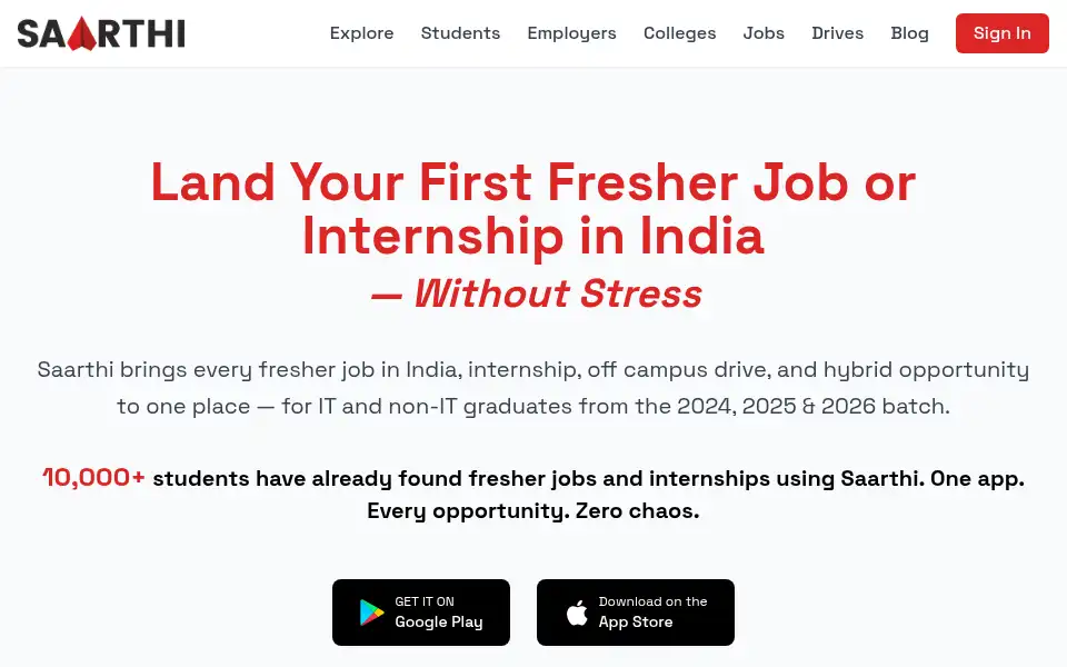 Screenshot of joinsaarthi.com