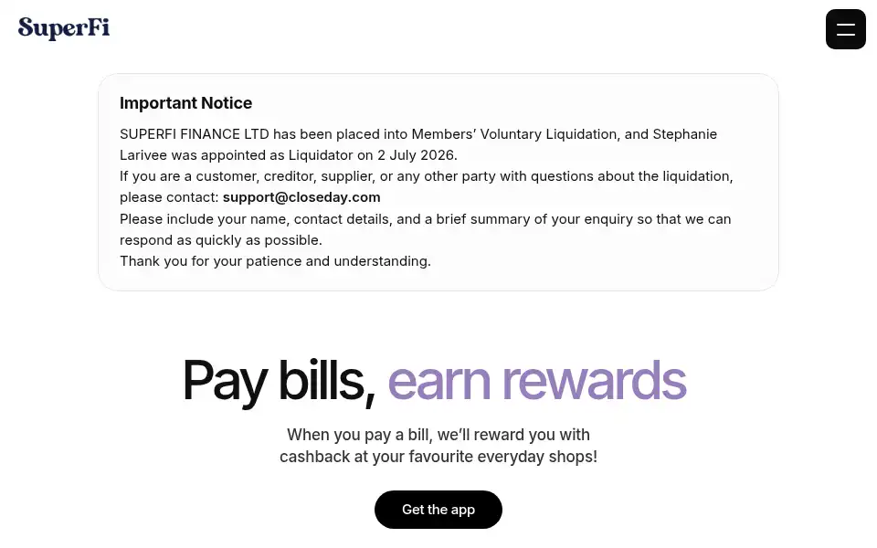 Screenshot of joinsuperfi.com