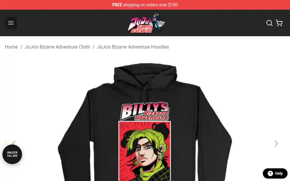 Screenshot of jojosbizarreadventure.shop