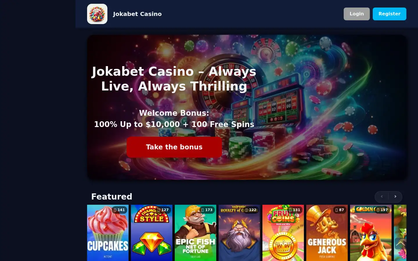 Screenshot of jokabet.casino