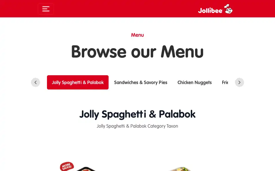Screenshot of jollibee.com.ph