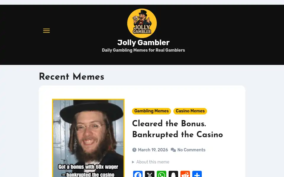 Screenshot of jollygambler.com