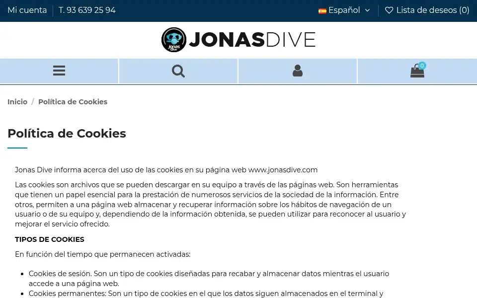Screenshot of jonasdive.com