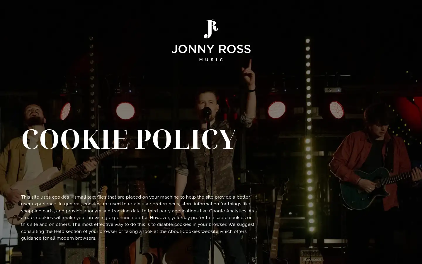 Screenshot of jonnyrossmusic.com
