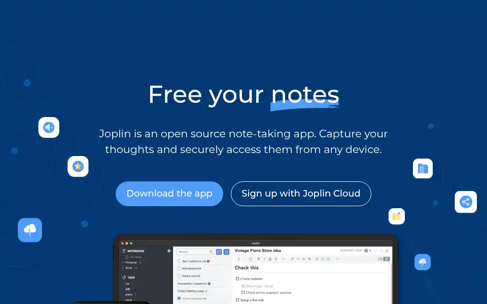 Screenshot of joplinapp.org
