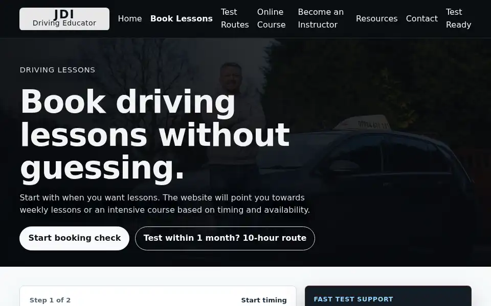 Screenshot of joshthedrivinginstructor.com