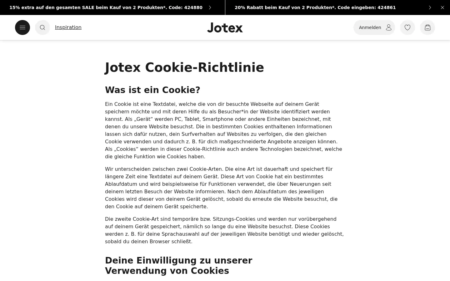 Screenshot of jotex.de