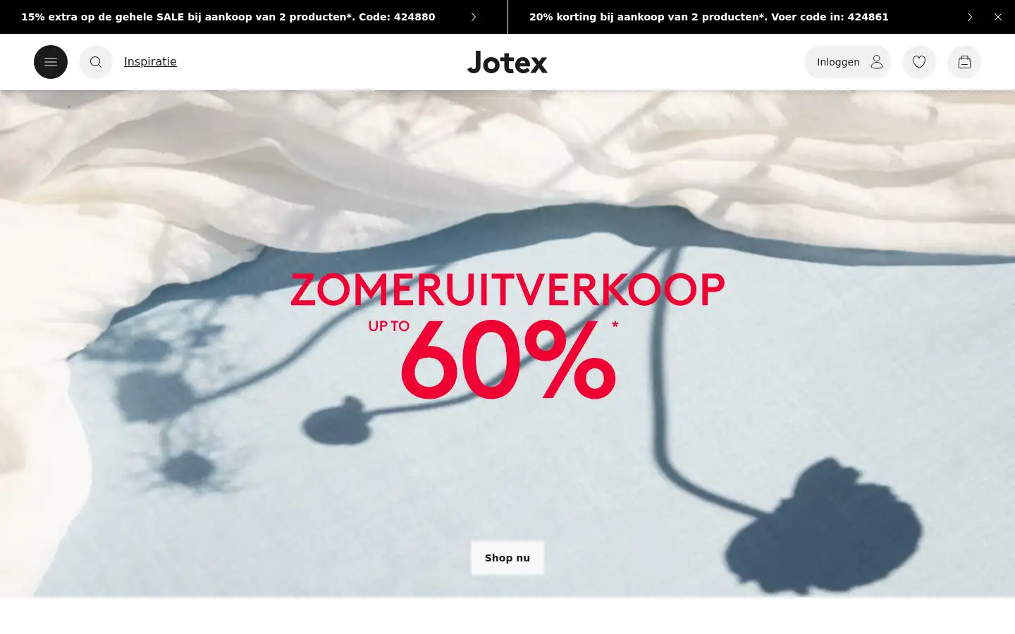 Screenshot of jotex.nl