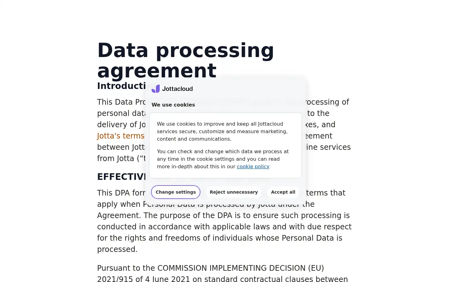 Screenshot of jottacloud.com