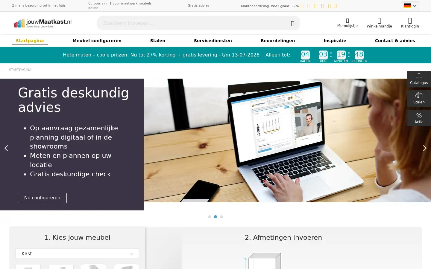Screenshot of jouwmaatkast.nl