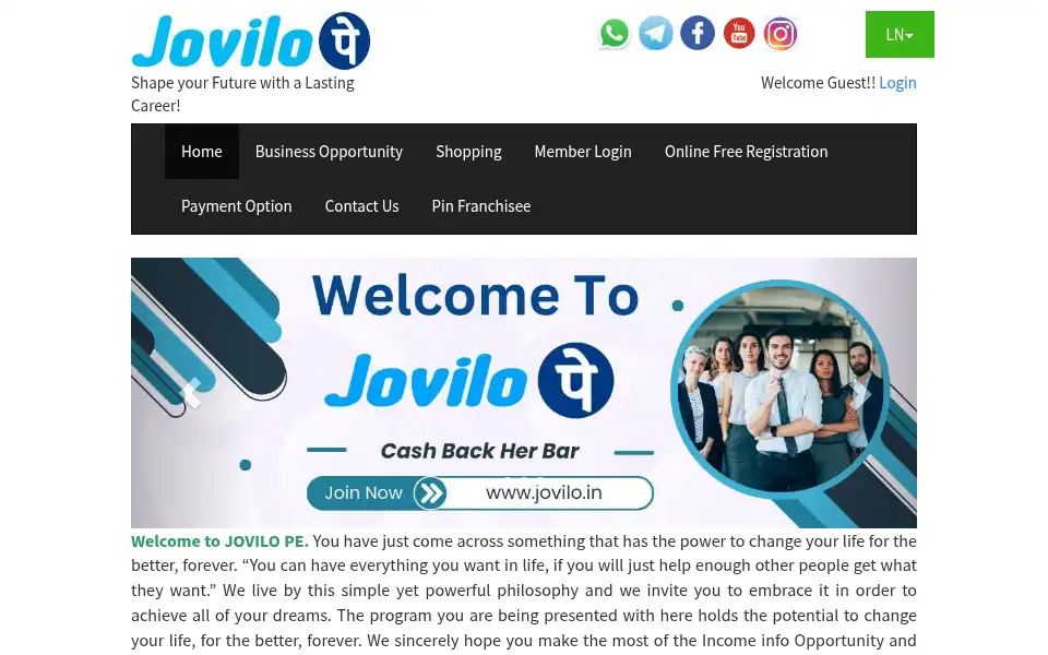 Screenshot of jovilo.in