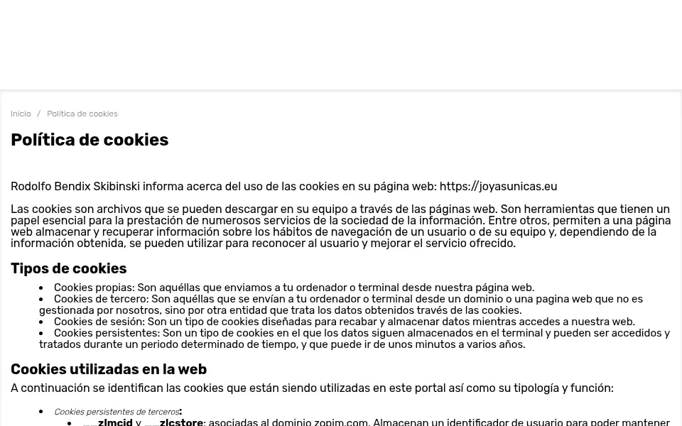 Screenshot of joyasunicas.eu