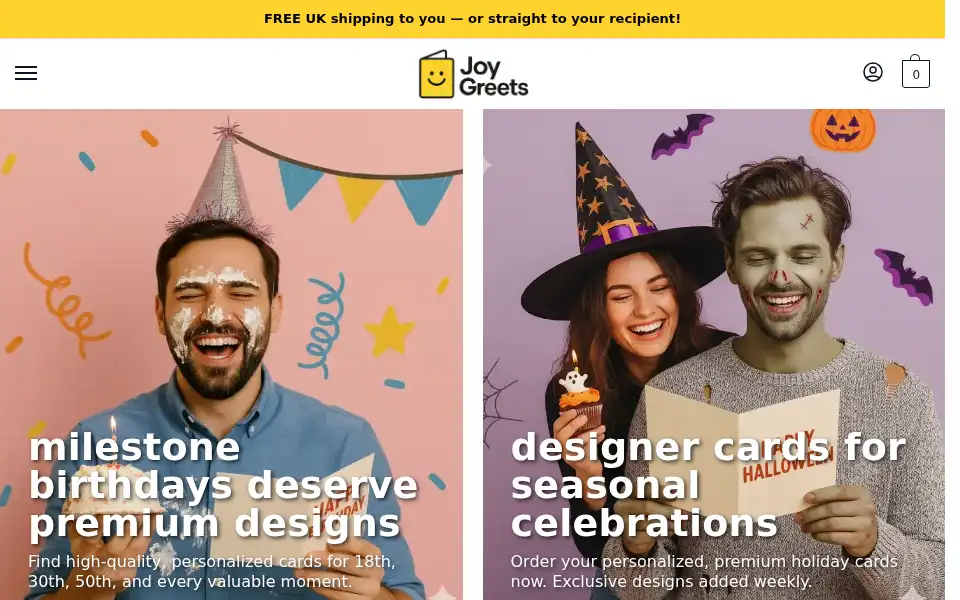 Screenshot of joygreets.com