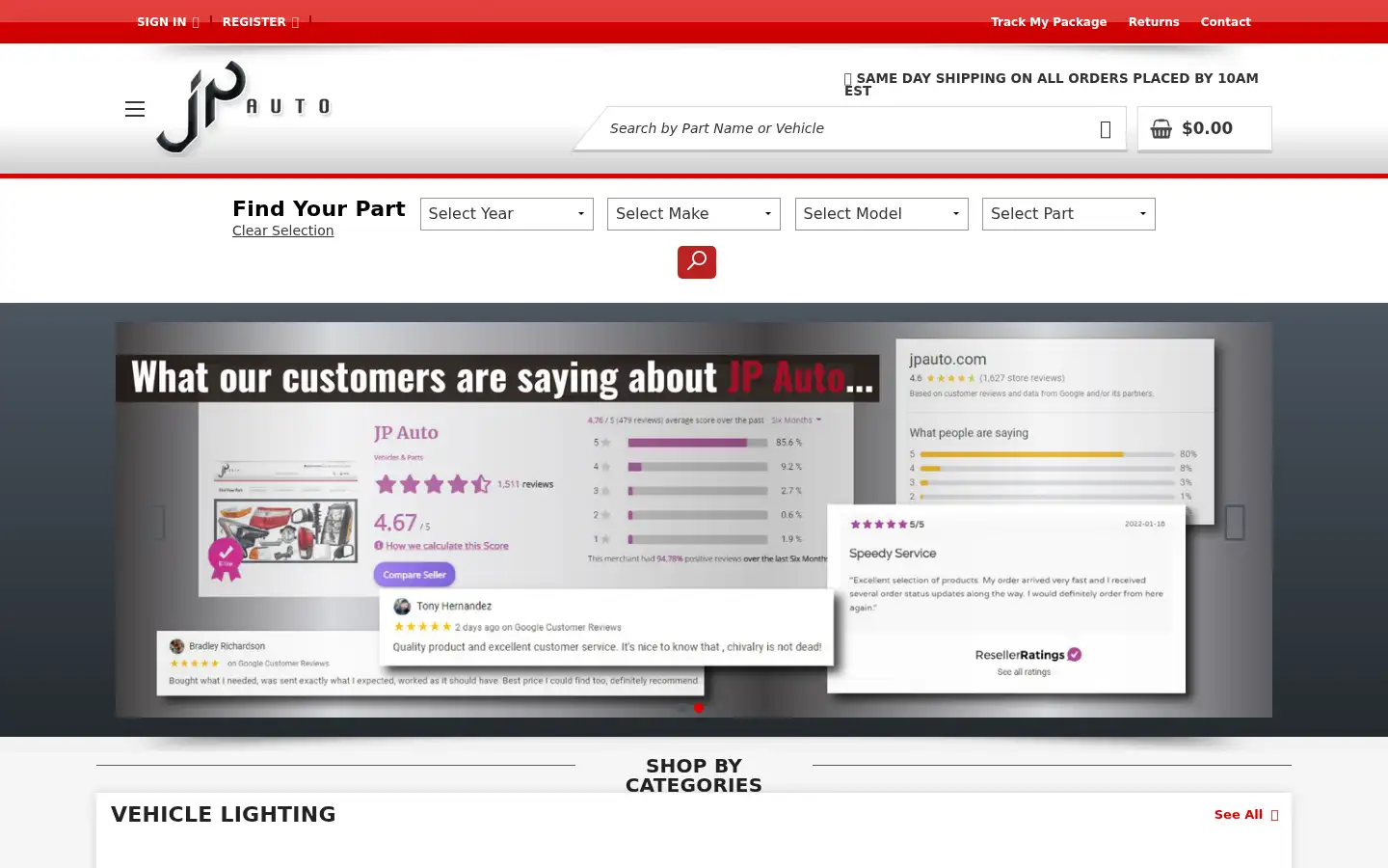 Screenshot of jpauto.com