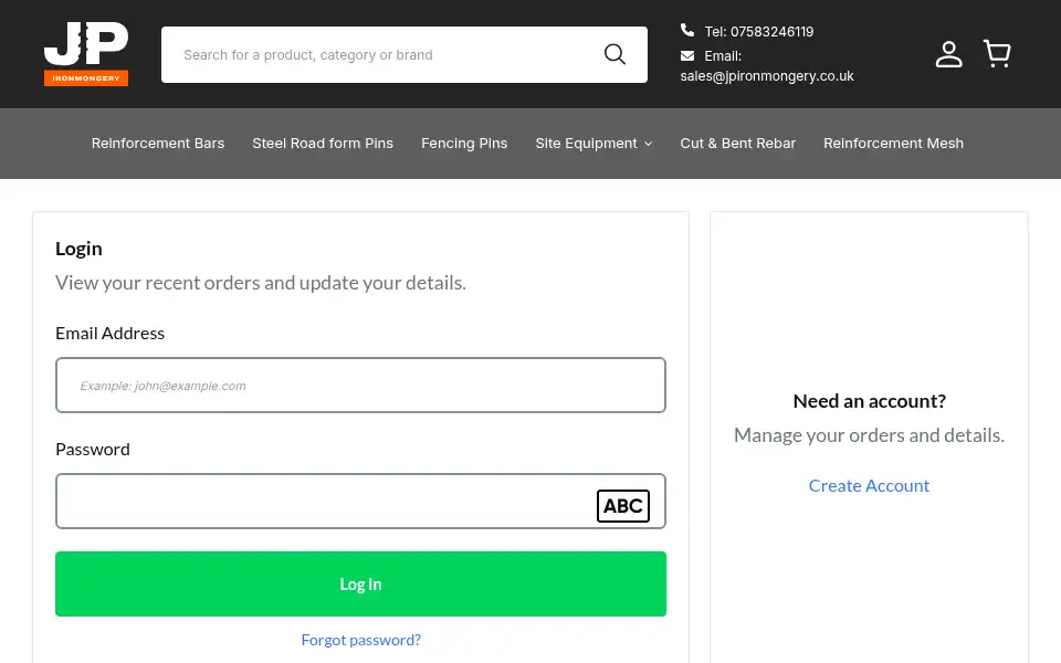 Screenshot of jpironmongery.co.uk
