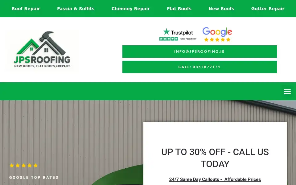 Screenshot of jpsroofing.ie