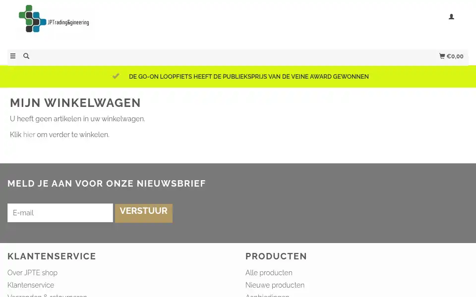 Screenshot of jpteshop.nl