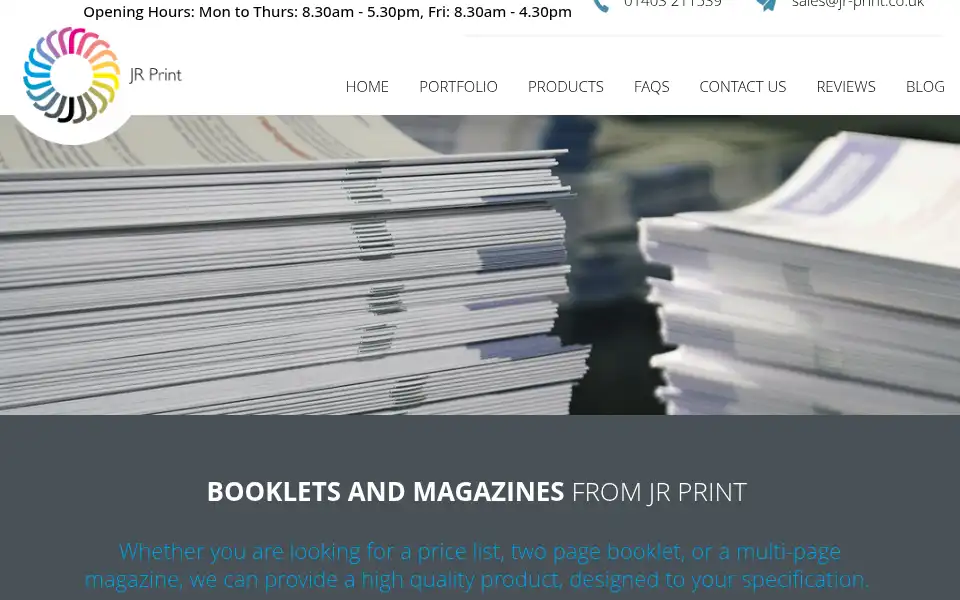 Screenshot of jr-print.co.uk