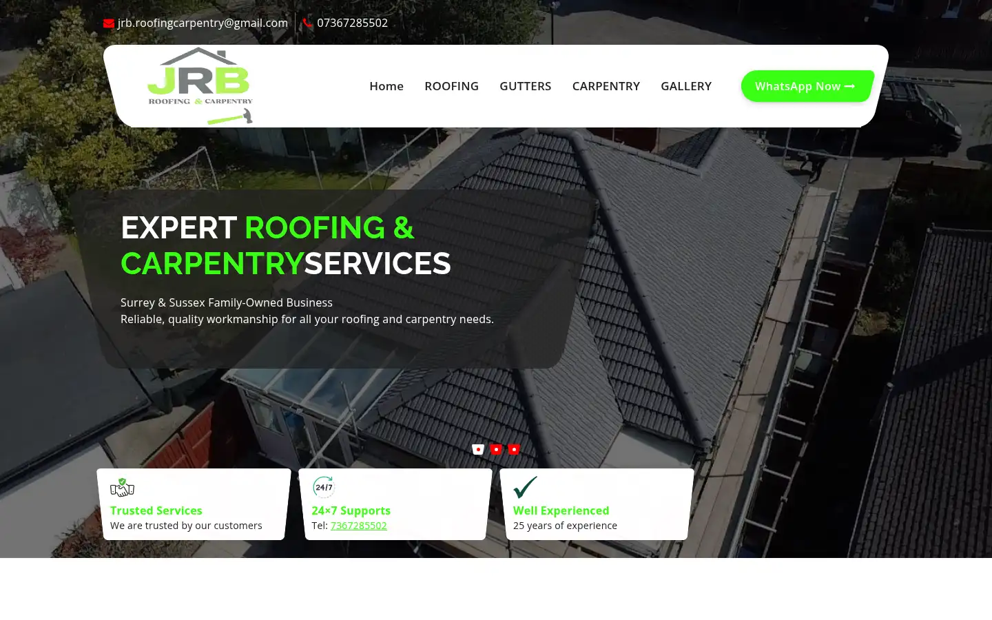 Screenshot of jrbroofingcarpentry.co.uk