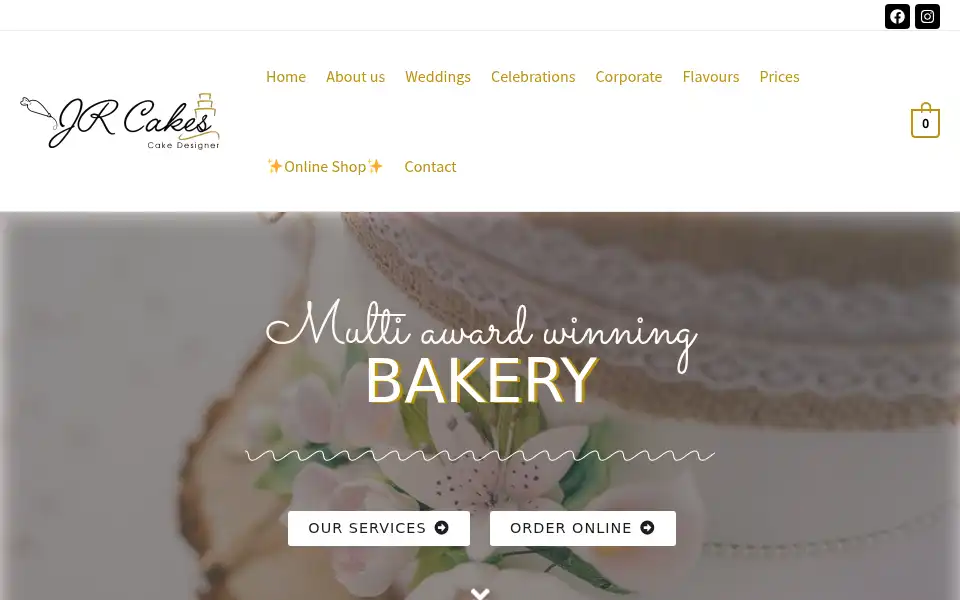 Screenshot of jrcelebrationcakes.co.uk