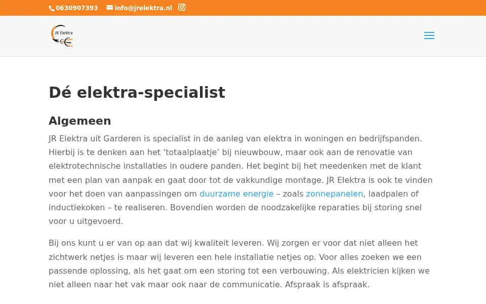 Screenshot of jrelektra.nl