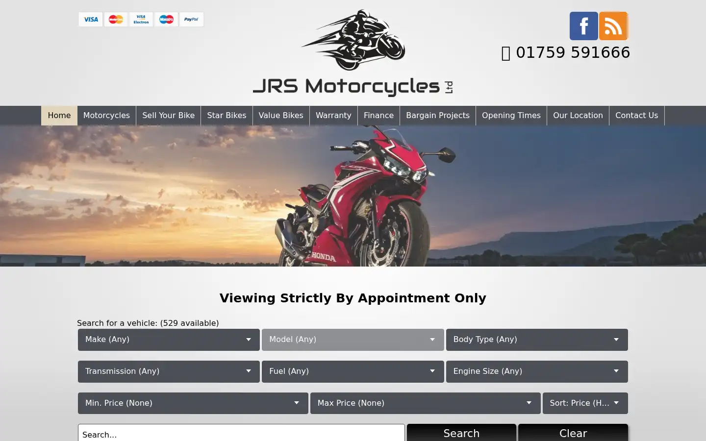 Screenshot of jrsmotorcycles.co.uk