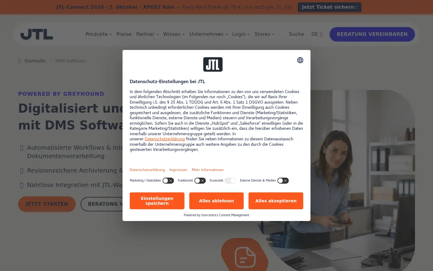 Screenshot of jtl-software.de