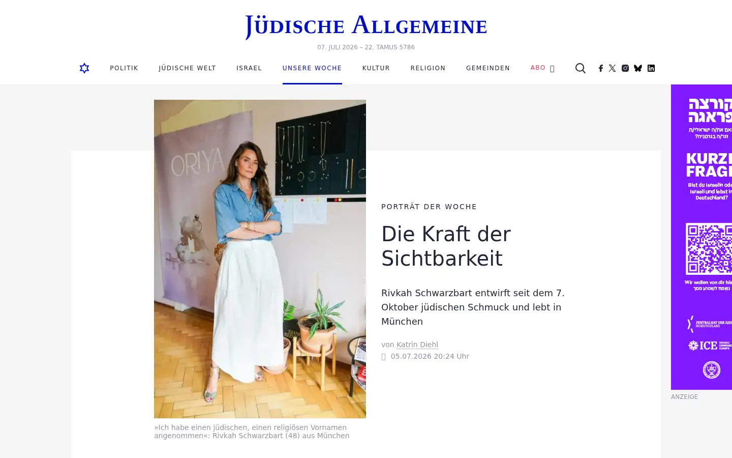 Screenshot of juedische-allgemeine.de