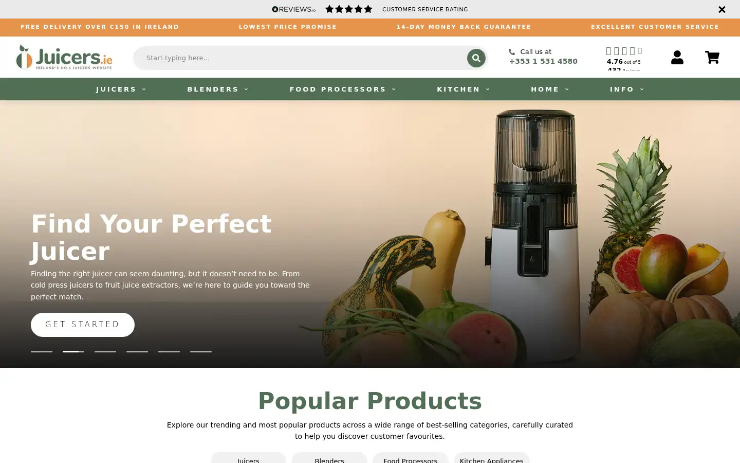 Screenshot of juicers.ie