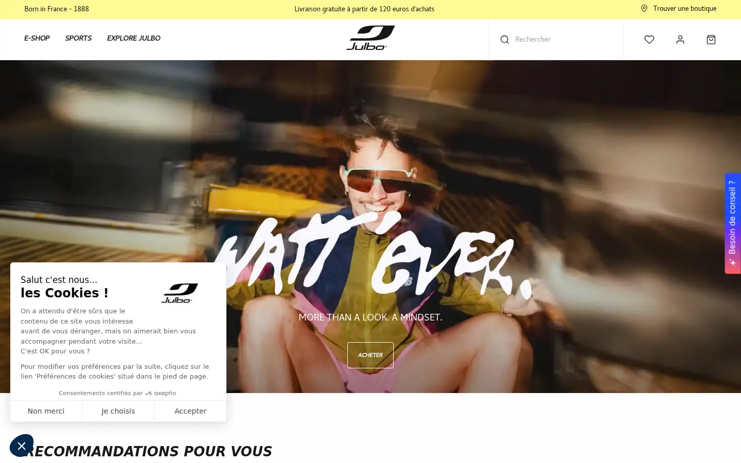 Screenshot of julbo.com