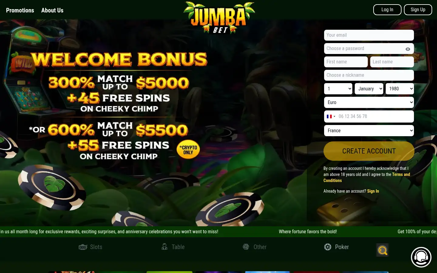 Screenshot of jumbabet.com