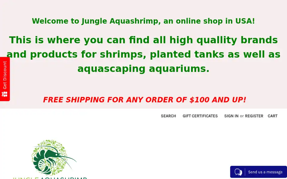 Screenshot of jungleaquashrimp.com
