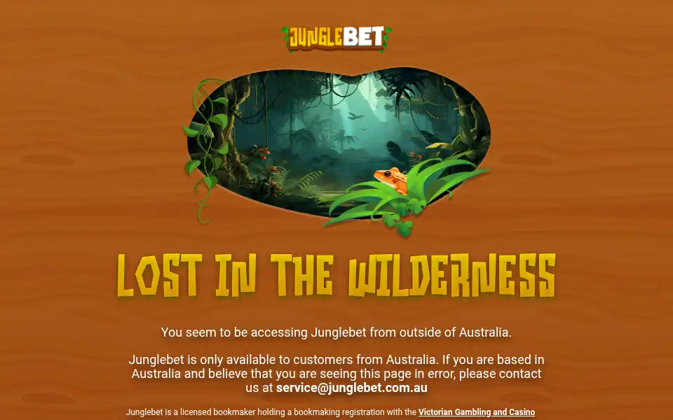 Screenshot of junglebet.com.au