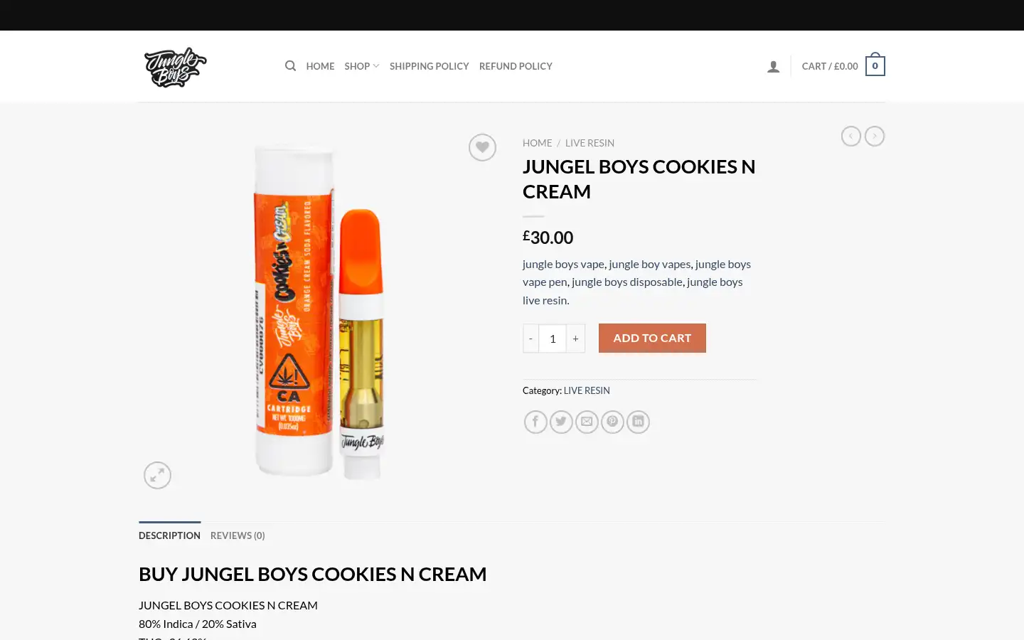 Screenshot of jungleboyvapes.uk
