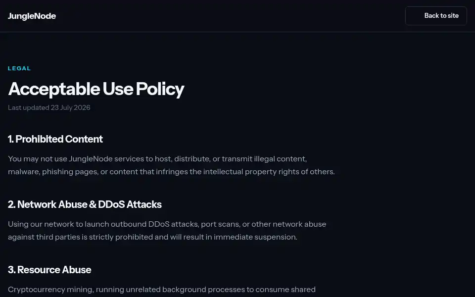 Screenshot of junglenode.net