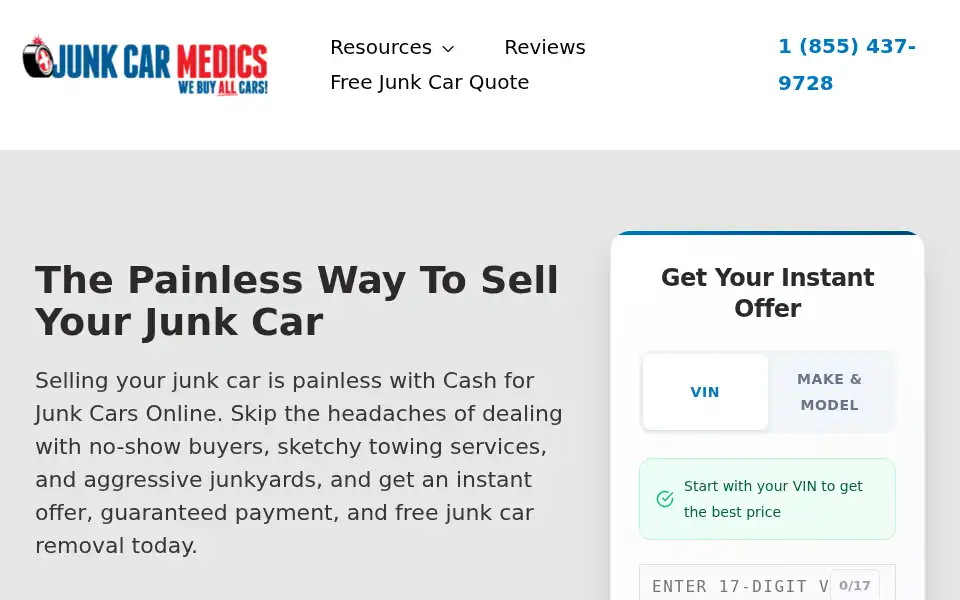 Screenshot of junkcarmedics.com