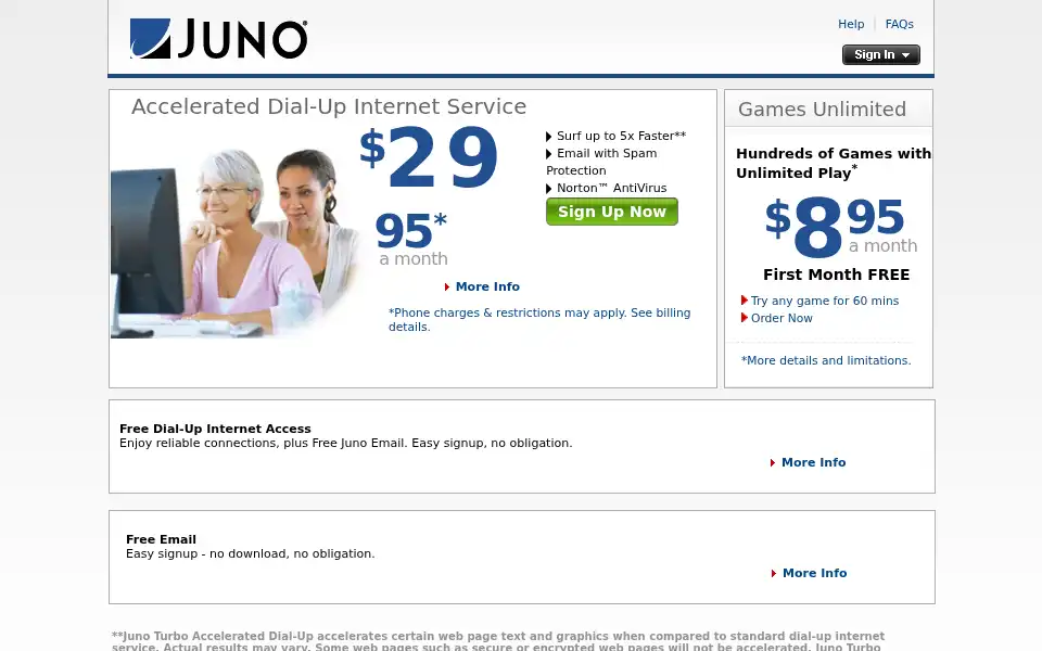Screenshot of juno.com