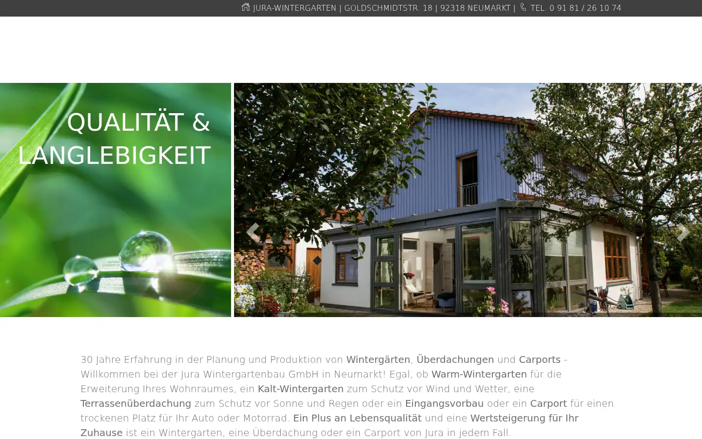 Screenshot of jurawintergartenbau.de