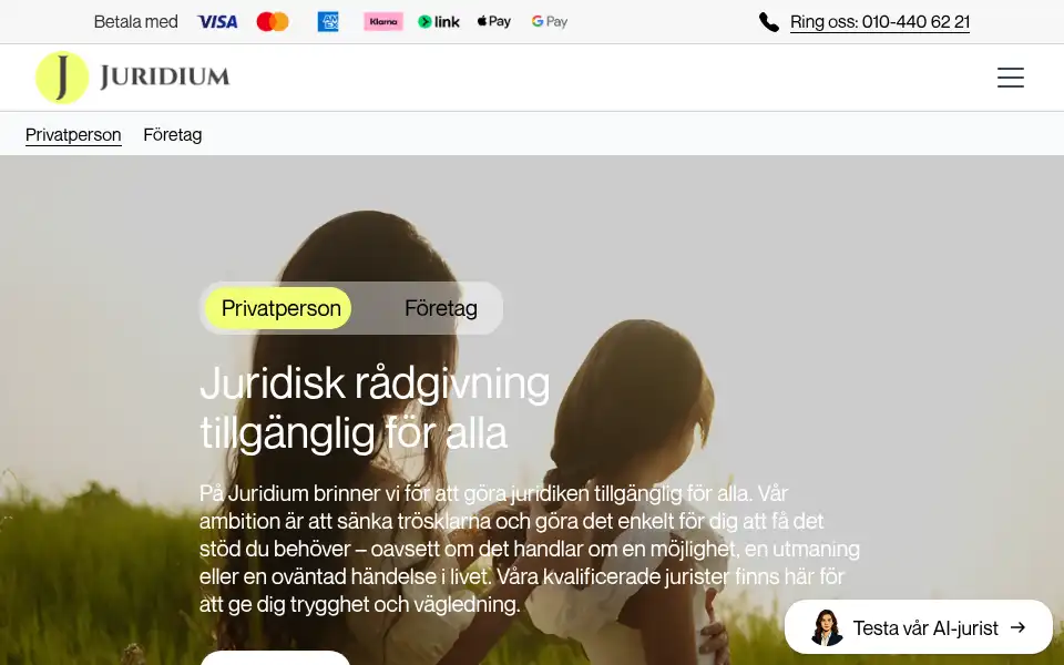 Screenshot of juridium.se