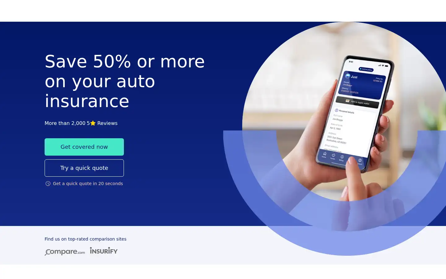 Screenshot of just.insure