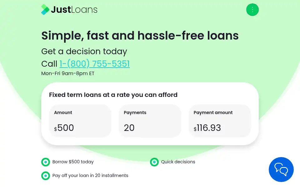 Screenshot of just.loans