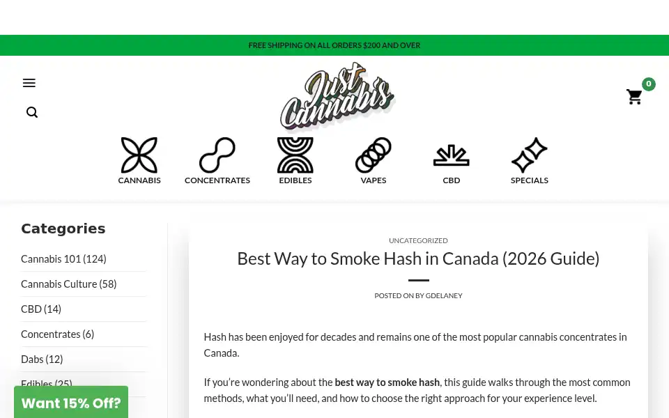 Screenshot of justcannabis.cc