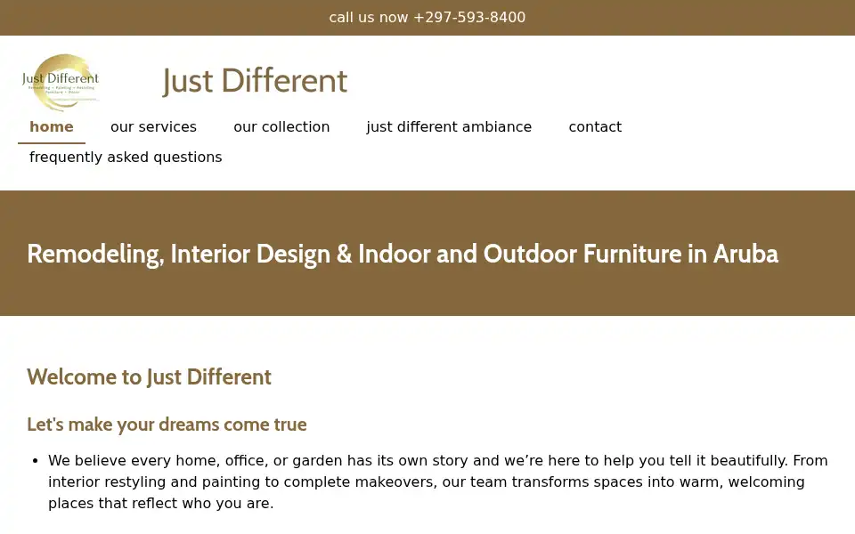 Screenshot of justdifferentaruba.com
