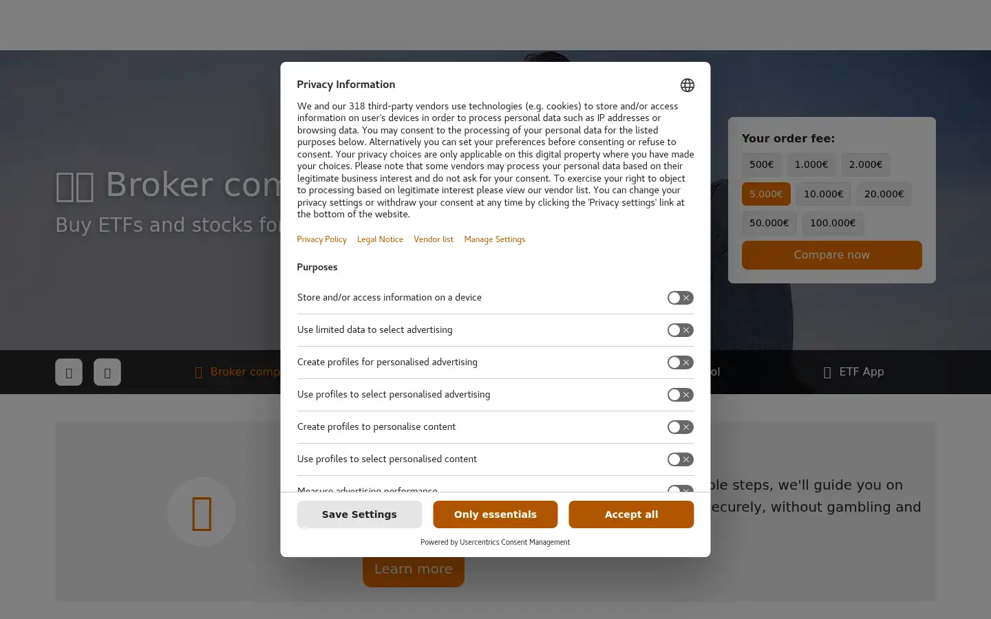 Screenshot of justetf.com