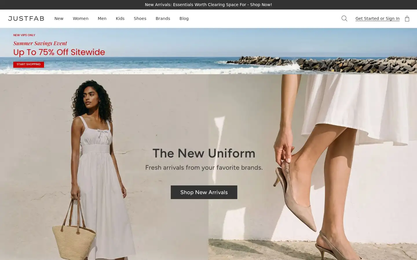 Screenshot of justfab.com