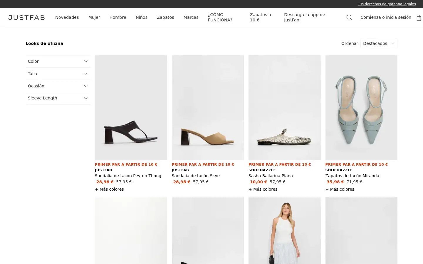 Screenshot of justfab.es