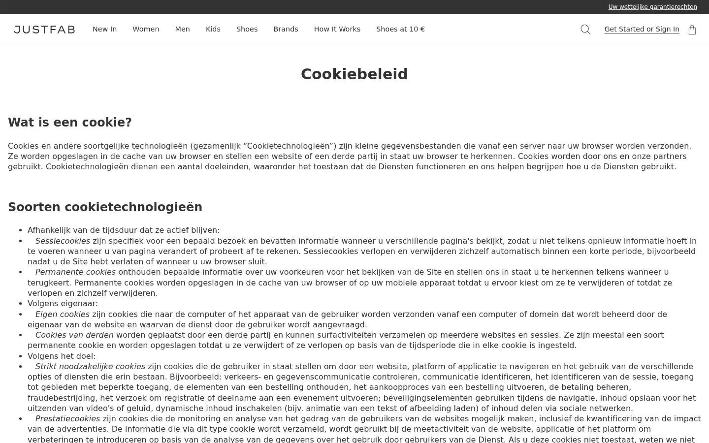 Screenshot of justfab.nl