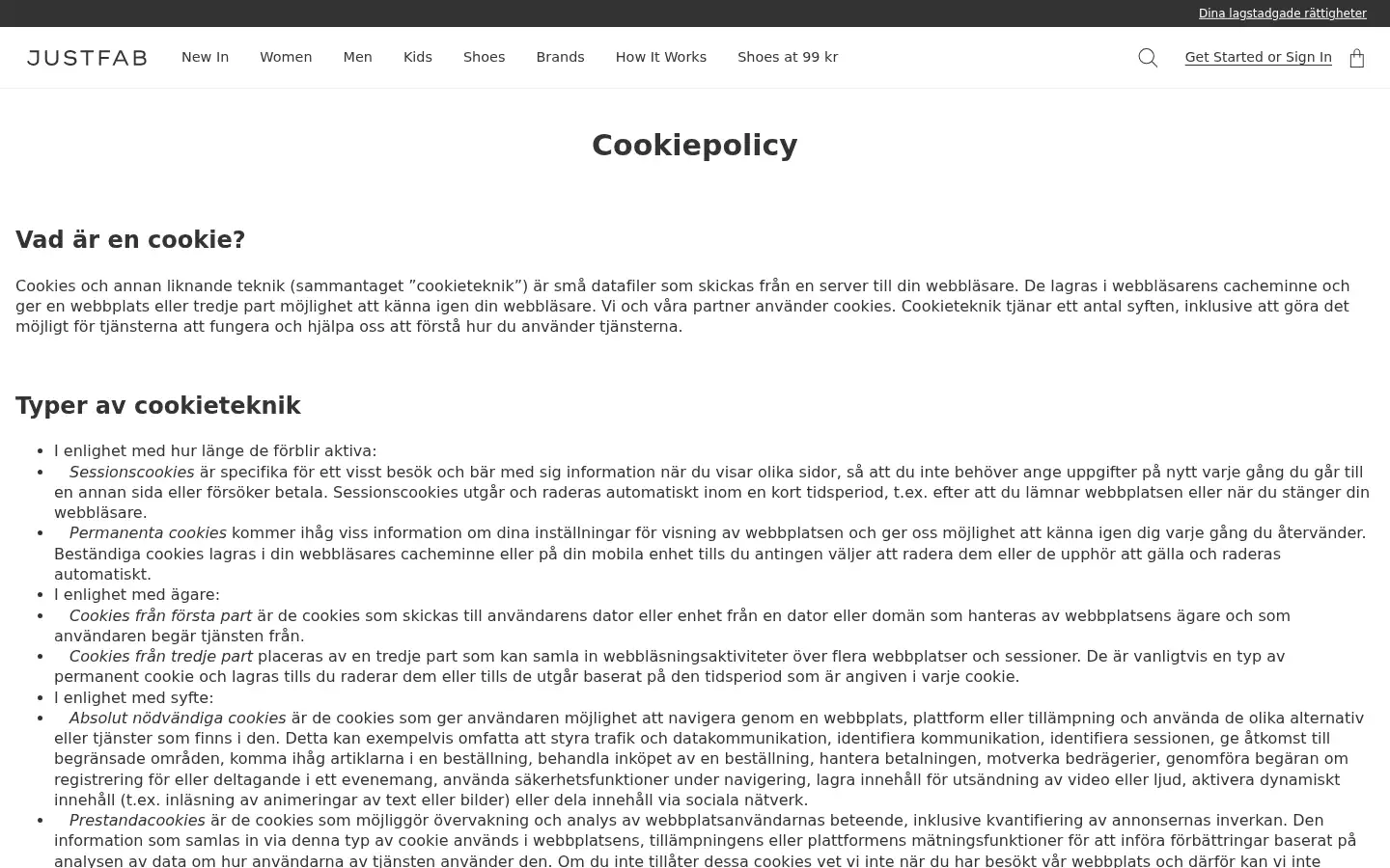 Screenshot of justfab.se